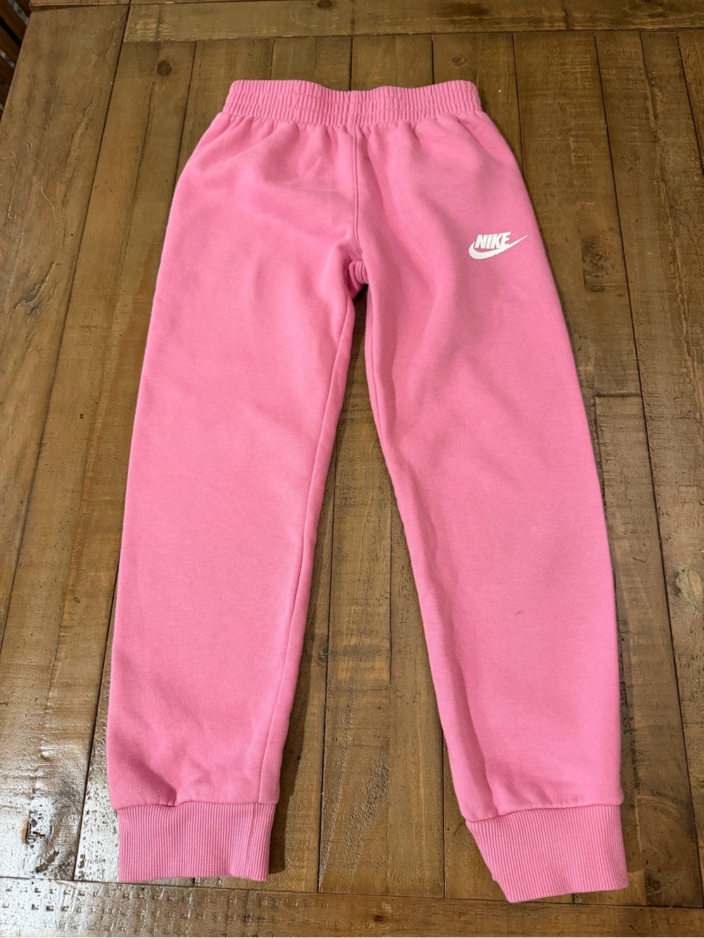 Nike Kids Pink Fleece Joggers with White Swoosh